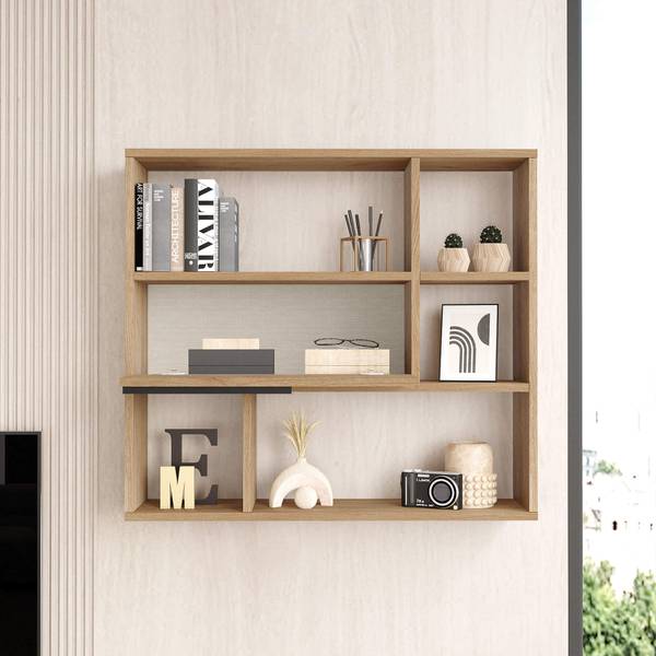 Étagère murale Harad Marron - Bois manufacturé - 90 x 81 x 22 cm