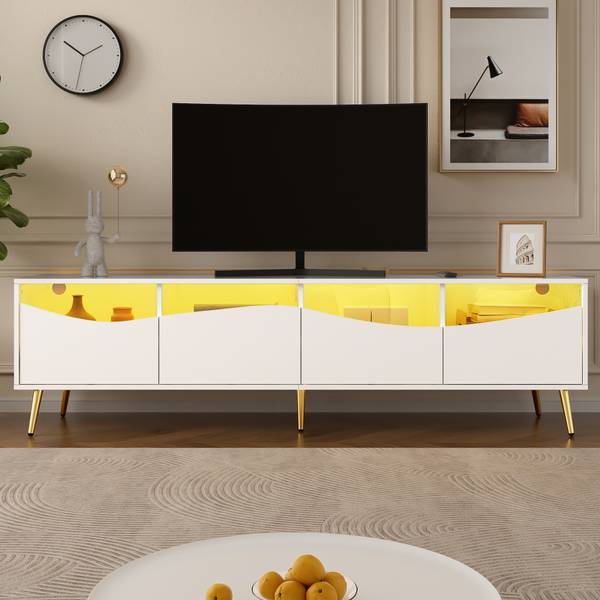 TV-meubel Astraios Ⅴ wit - plaatmateriaal op houtbasis - glas - 40 x 50 x 180 cm