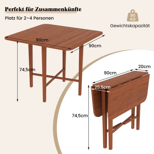 Holzesstisch WO70043IZDE Braun - Holzwerkstoff - 90 x 75 x 90 cm
