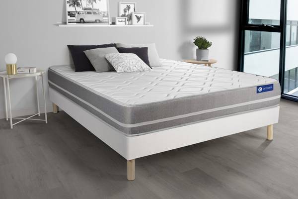 Bettgestell und Matratze Actilatex touc Weiß - Massivholz - 130 x 49 x 220 cm