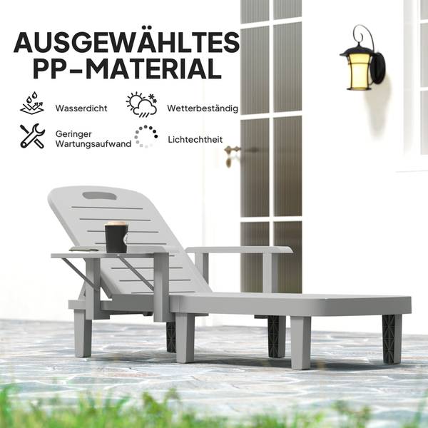 Sonnenliege 84G-789V00LG Grau - Kunststoff - 79 x 88 x 158 cm