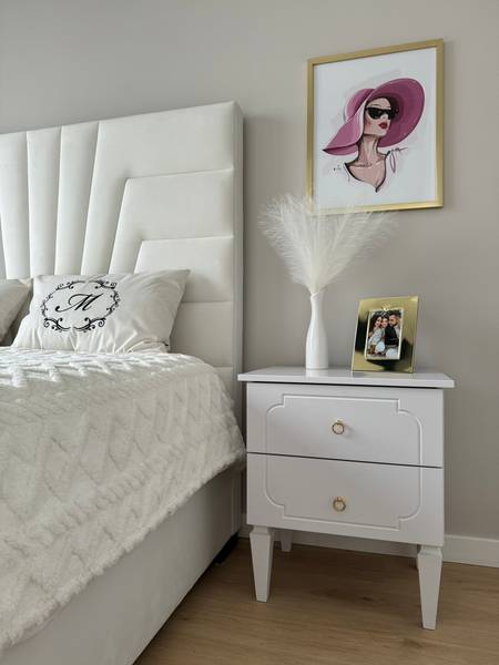 Nachttisch Royal Weiß - Holzwerkstoff - 51 x 59 x 40 cm