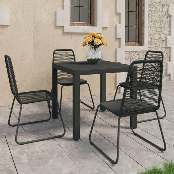Salle à manger (lot de 5) 3004878-2 Noir - Acier - Bois composite - 79 x 74 x 79 cm