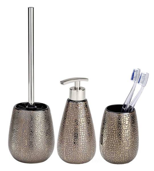 Bad Set MARRAKEACH 3er Set Gold - Keramik - 8 x 12 x 8 cm