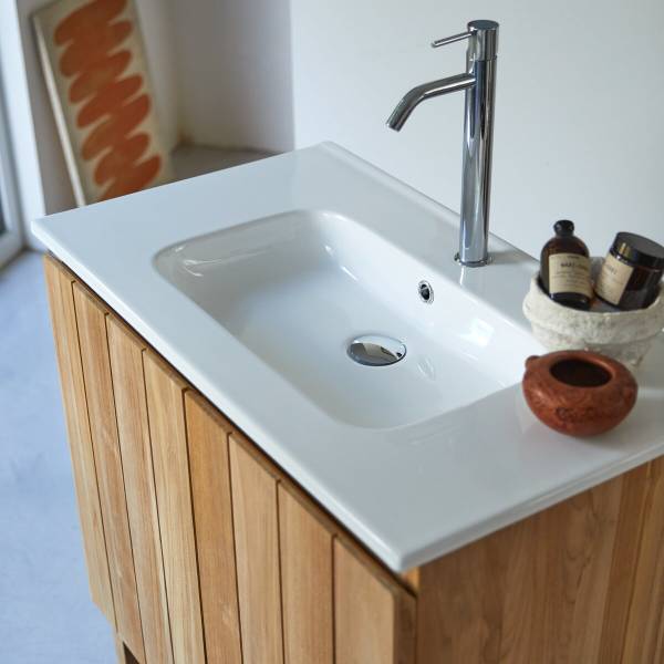 Badezimmermöbel Jill Beige - Teakholz - 82 x 90 x 47 cm