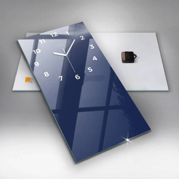 Wanduhr Tiefsee Blau Blau - Glas - 30 x 60 x 0 cm
