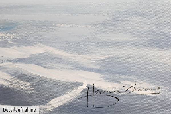Acrylbild Handgemalt Leuchtturm Jec Blau - Weiß - Baumwollstoff - 150 x 50 x 4 cm