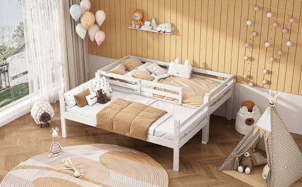 Etagenbett-O0914 Weiß - Massivholz - 95 x 158 x 205 cm