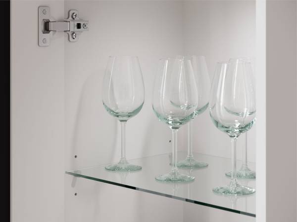 Highboard Caro mit Beleuchtung Glas Weiß - Eiche