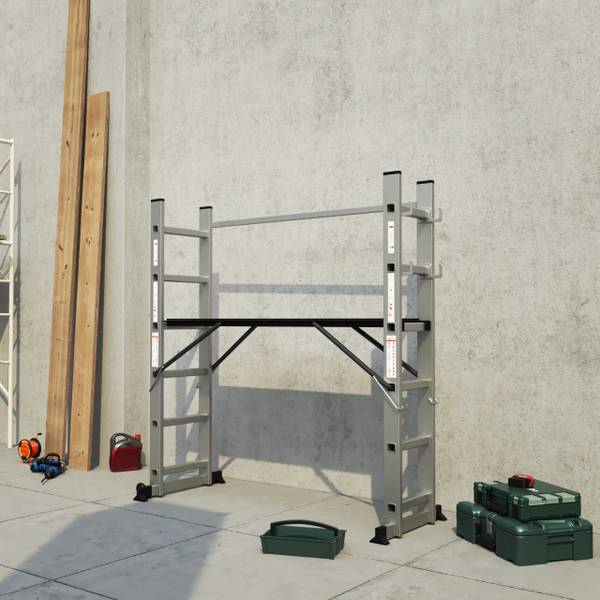 Gerüstleiter Omni Grau - Metall - 160 x 168 x 41 cm