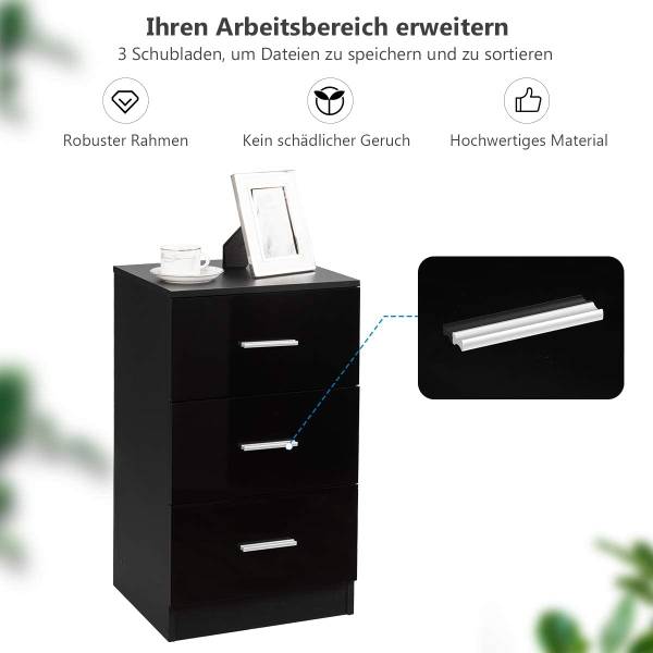 2er-Set Aktenschrank Schwarz - Holzwerkstoff - 34 x 67 x 37 cm