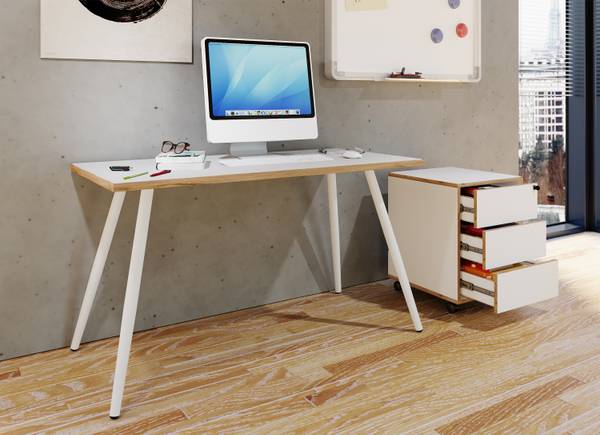 Schreibtisch Salia 110x50 Eiche - Weiß