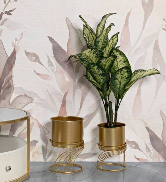 Lot de 2 pots de fleurs en spirale Doré - Métal - 23 x 35 x 23 cm