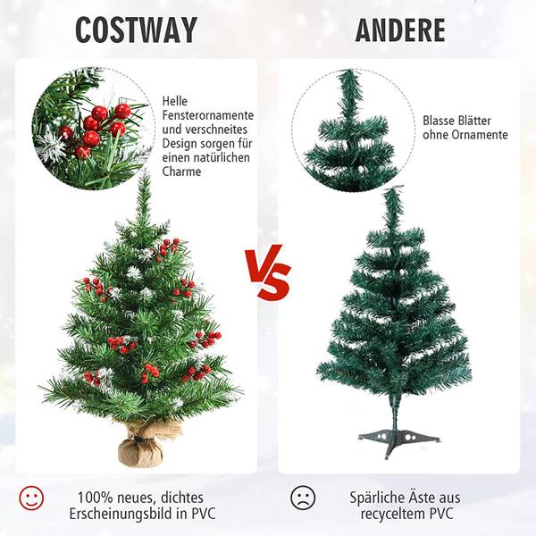 60cm Kleiner Weihnachtsbaum Grün - Kunststoff - 3 x 60 x 9 cm
