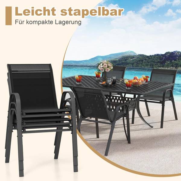 Gartenstühle ZB33718PW-6DE(4er Set) Schwarz - Metall - 70 x 84 x 56 cm