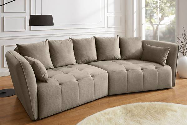 5-Sitzer Sofa ROYAL Beige - Polyester - Webstoff - Velours - 295 x 86 x 145 cm