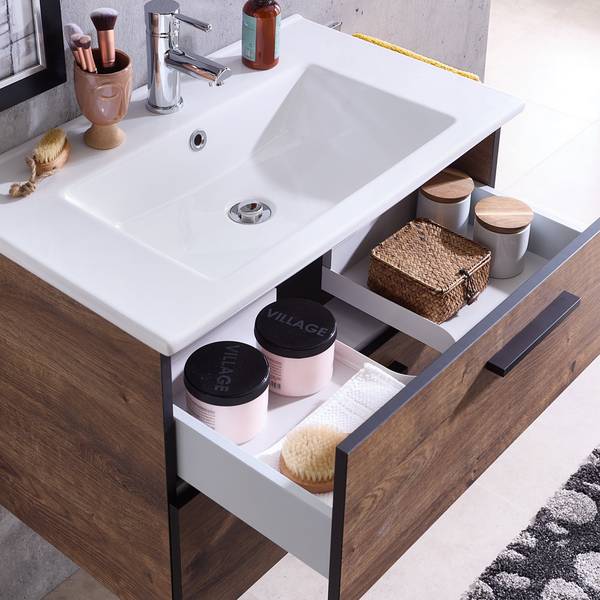 Badmöbel-Set MURCIA-66-1 2er-Set Braun - Holzwerkstoff - 75 x 200 x 45 cm