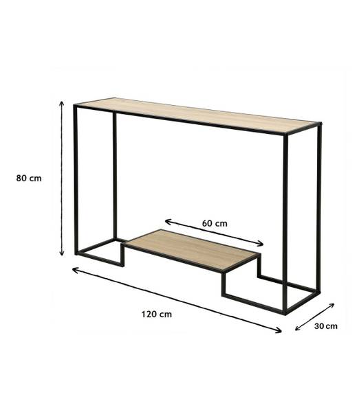 Console 2 niveaux Marron - Bois manufacturé - 30 x 80 x 120 cm