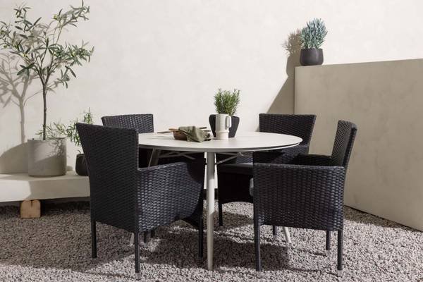 Gartenset Lina 5-teilig Schwarz - Metall - 120 x 74 x 120 cm