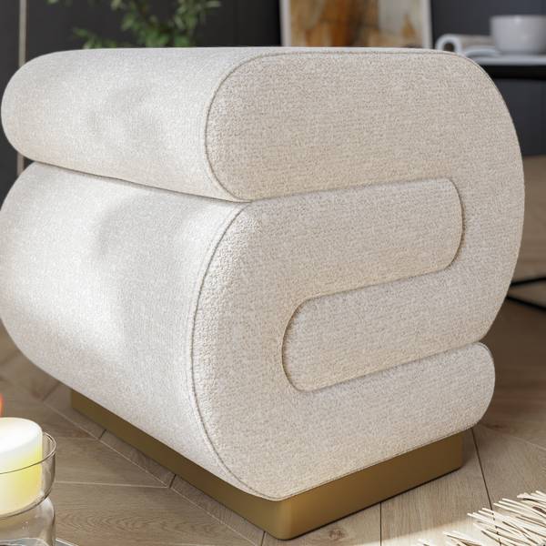 Fußbank Sally Beige - Baumwollstoff - Polyester - Polyethylen - 40 x 42 x 42 cm