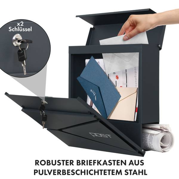 Briefkasten Armand Grau - Stahl - 37 x 37 x 11 cm