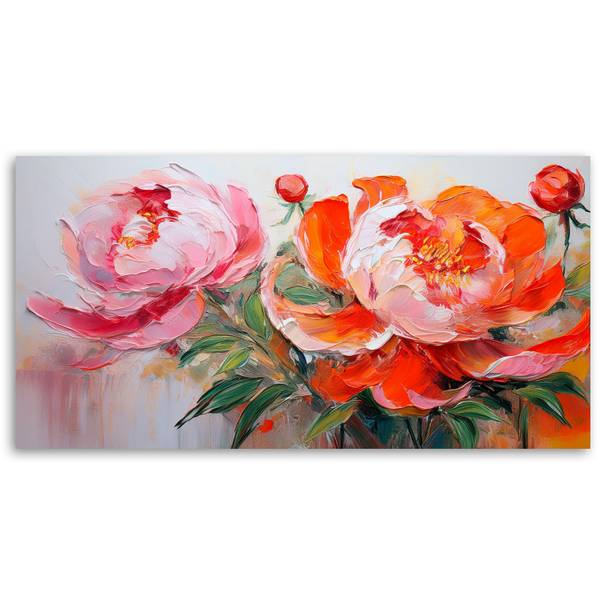 Wandbild pfingstrosen blumen 80 x 40 cm