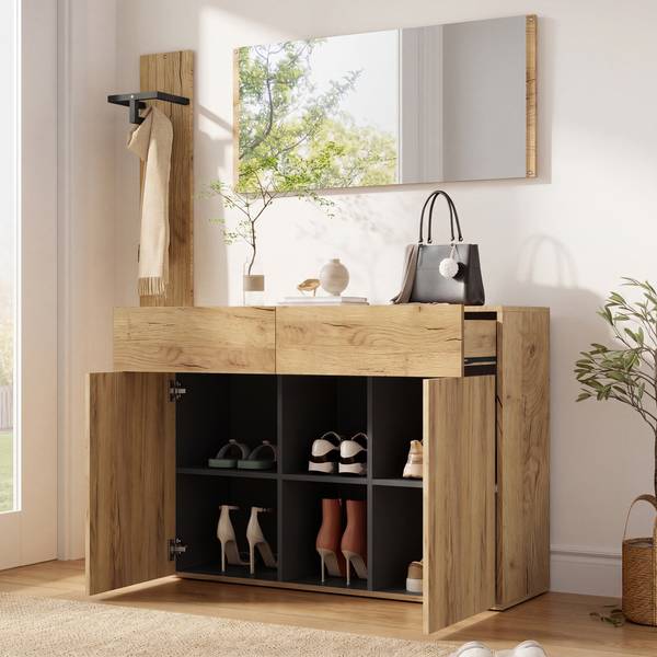 Garderobenset NATZOOM443(3er Set) Braun - Holzwerkstoff