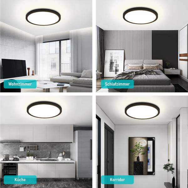 LED Plafondlamp ShqCSz zwart - wit - 23 x 23 cm - Diameter: 23 cm - Diameter lampenkap: 23 cm