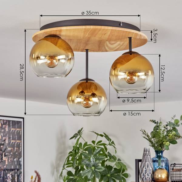 Deckenleuchte Cesaro Gold - Aluminium - Klarglas - 42 x 29 x 43 cm