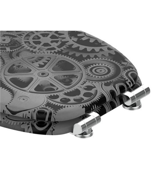 WC-Sitz mit Absenkautomatik Gears Grau - Holzwerkstoff - 38 x 6 x 47 cm