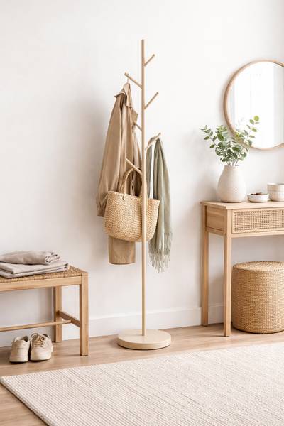 Garderobenständer Tree Beige - Metall - 27 x 170 x 27 cm