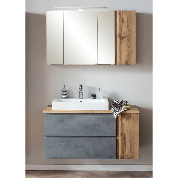 Badmöbel-Set VASTO-03-7 2er-Set Braun - Grau - Holzwerkstoff - 105 x 200 x 47 cm