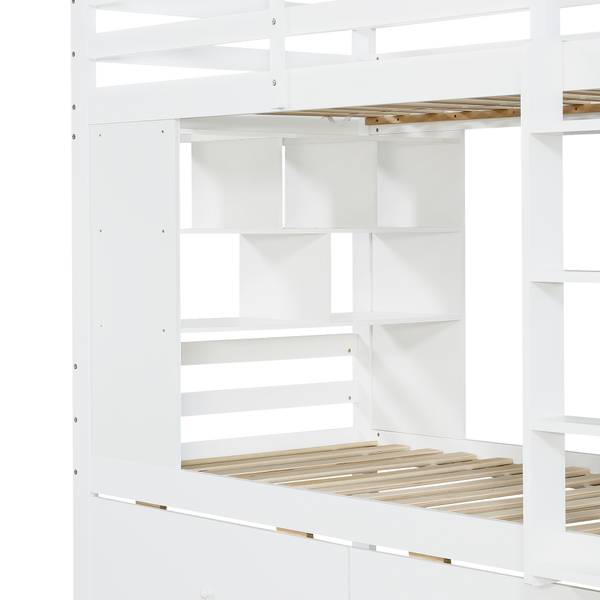 Etagenbett BAMUD82 Ⅰ Weiß - Holzwerkstoff - 104 x 160 x 205 cm