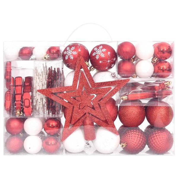 Boules de noël 3028562 (lot de 108) Rot - Weiß - Kunststoff - 1 x 1 x 1 cm