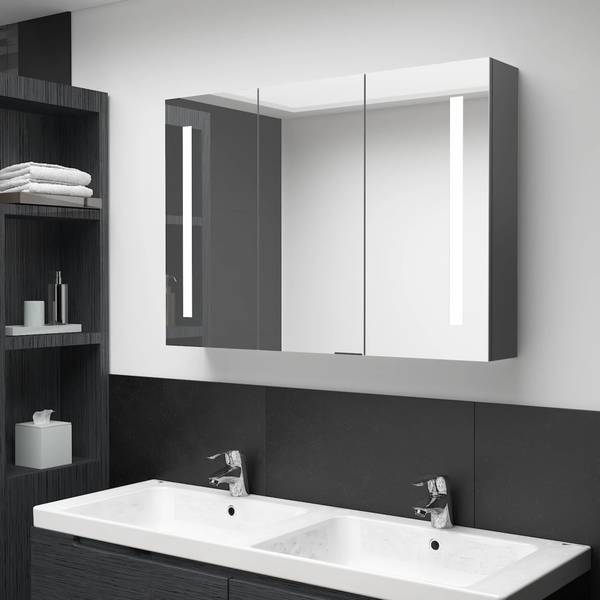 LED-Spiegelschrank D4083 Grau - 14 x 62 x 89 cm