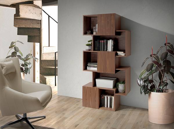 Boekenkast 3021 bruin - walnoot - zink - 85 x 181 x 40 cm