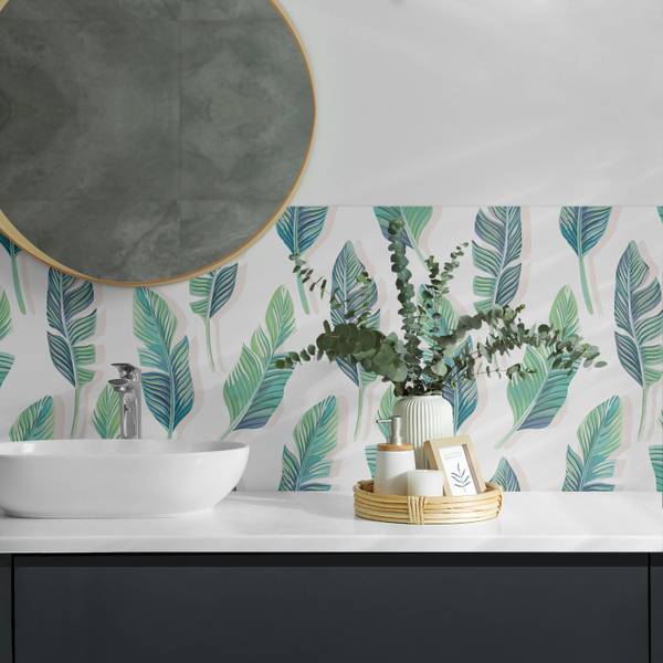 Fliesen Blätter Hintergrund 4er Set 50 x 50 cm