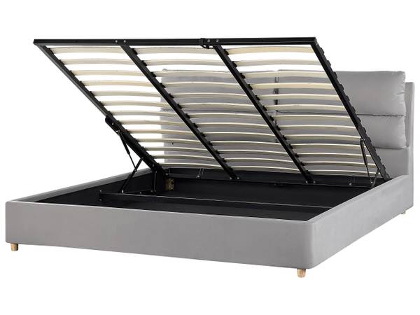 Lit double BATILLY Gris - Gris lumineux - 194 x 224 cm