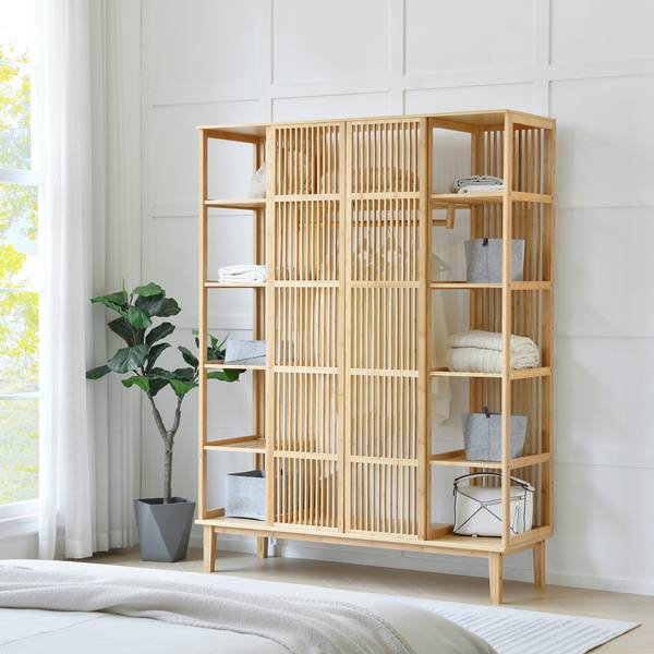 Kleiderständer Hudiksvall Beige - Bambus - 140 x 185 x 45 cm