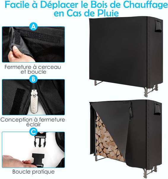 Range Bûche Extérieur NP10537GR Gris - Métal - 36 x 123 x 123 cm