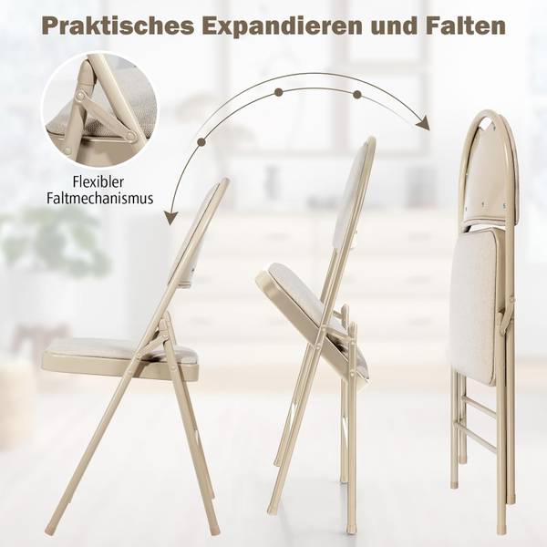 Klapstoelen TI76388(set van 4) beige - metaal - 50 x 89 x 47 cm