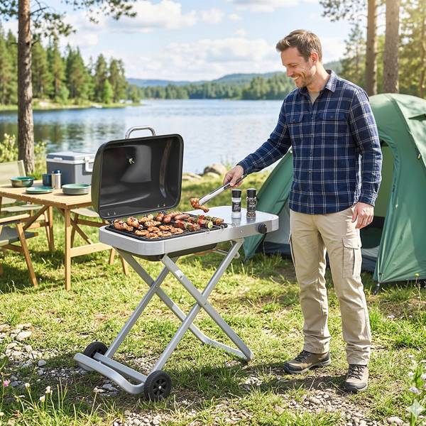 Faltbarer Gasgrill 846-280V90BK Schwarz - Metall - 55 x 89 x 109 cm