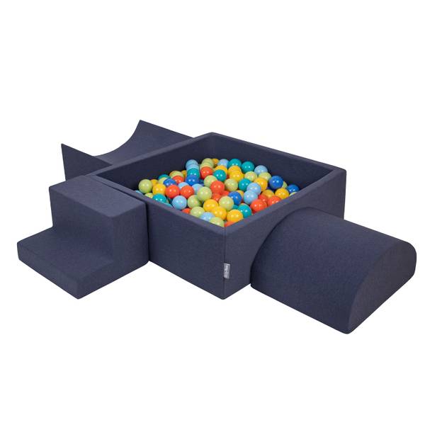 Spielplatz aus Schaumstoff Bällebad Blau - Hellgrün - Nachtblau - Orange - Himmelblau - Türkis - Gelb - Anzahl Teile im Set: 200