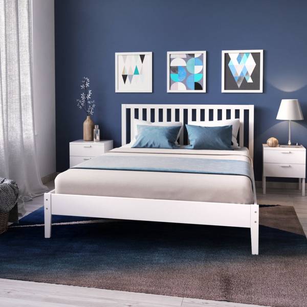 BETT MIT KOPTEIL PARKER Weiß - 147 x 196 cm