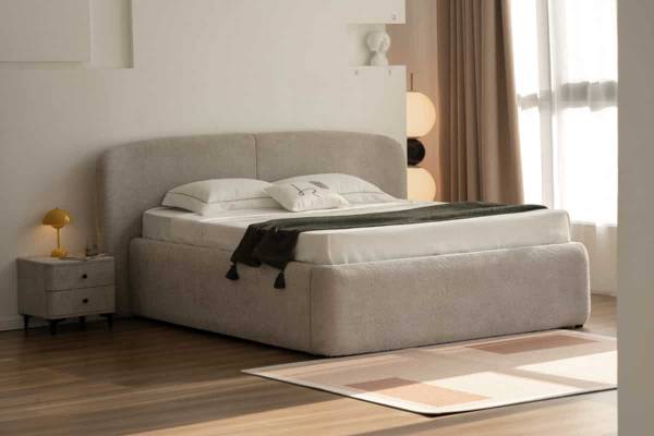 Boxbett ART DECO Beige - Grau - Bouclé - Polyester - 245 x 125 x 210 cm
