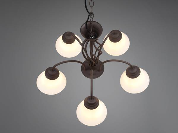 LED Kronleuchter Landhaus Glas Weiß Braun - Weiß - Milchglas - 60 x 150 x 60 cm