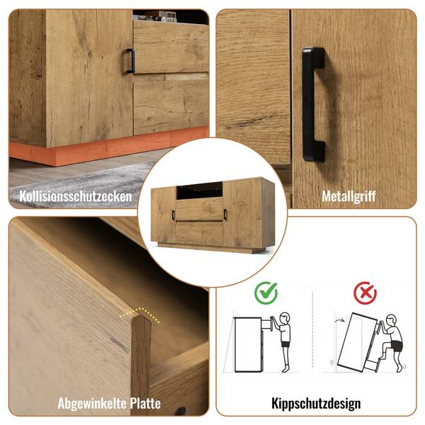 Sideboard Renewabl Braun - Holzwerkstoff - 140 x 70 x 40 cm