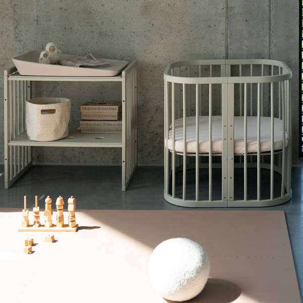 Babybett CLASSIC 7in1 2-tlg. Grün - Buche - 78 x 81 x 128 cm