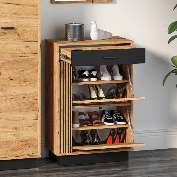 Schoenenkast Nilo bruin - plaatmateriaal op houtbasis - 60 x 91 x 34 cm