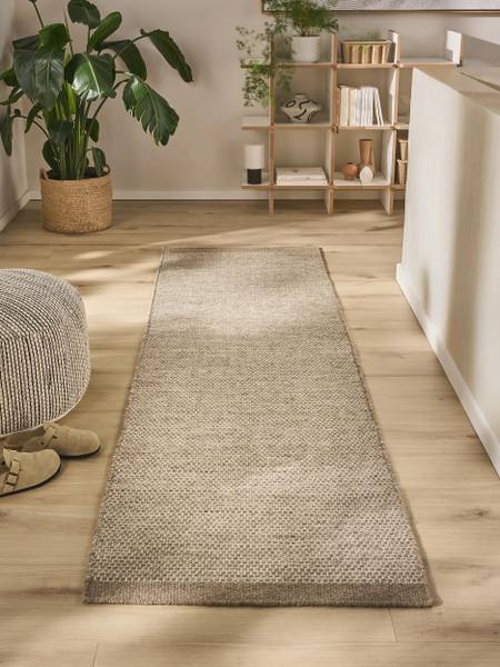 Tapis de laine Rocco Taupe - 80 x 250 cm